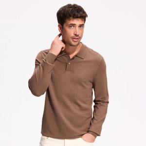 Wiskozowy sweter polo - XXL - brązowy - męska - Reserved - 112FR-84X
