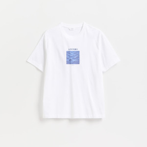 T-shirt regular z bawełny merceryzowanej - M - biały - męska - Reserved - 112LA-00X