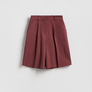 Szorty bermudy z lyocellem - S - bordowy - damska - Reserved - 113JL-83X