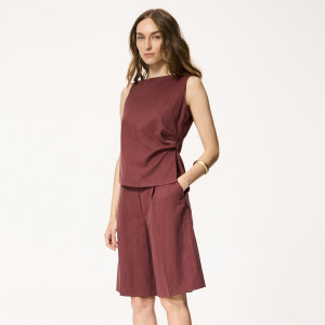 Szorty bermudy z lyocellem - L - bordowy - damska - Reserved - 113JL-83X