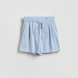 Szorty z wiskozą - L - jasnoniebieski - damska - Reserved - 116JL-50X