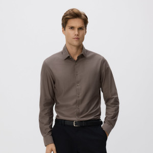 Koszula slim fit z bawełną - M - beżowy - męska - Reserved - 120GT-80X