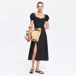 Sukienka midi w kwiaty - XS - czarny - damska - Reserved - 120JX-99P