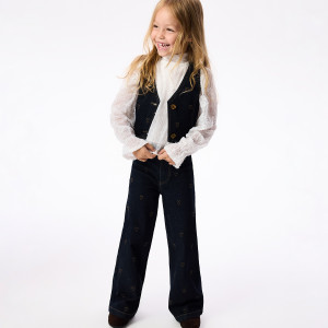 Jeansy wide leg - 140 (9 lat) - granatowy - dziewczynki - Reserved - 123JU-59J
