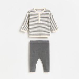 Bawełniany komplet - 80 (9-12 m.) - ciemnoszary - chłopcy - Reserved - 134KE-90X