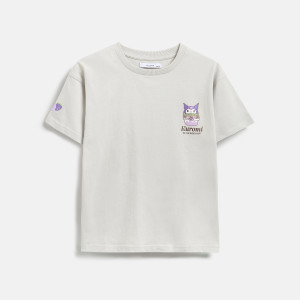 T-shirt Kuromi - 116 (5-6 lat) - jasnoszary - dziewczynki - Reserved - 137HU-09X