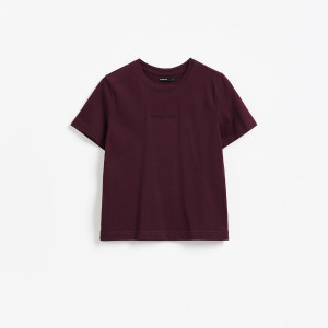 T-shirt z nadrukiem - M - bordowy - damska - Reserved - 139KF-83X