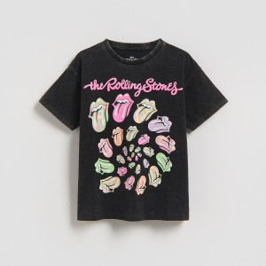 Bawełniany t-shirt The Rolling Stones - 116 (5-6 lat) - ciemnoszary - dziewczynki - Reserved - 141HU-90X