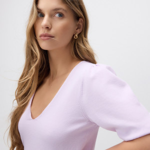 Bluzka z bufkami - XL - lawendowy - damska - Reserved - 141JA-04X