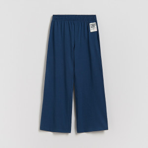 Dresowe spodnie wide leg - 116 (5-6 lat) - granatowy - dziewczynki - Reserved - 142HN-59X