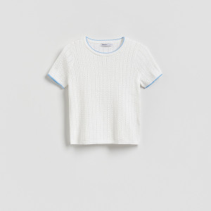 Sweter z ażurowym wzorem - M - kremowy - damska - Reserved - 142JP-02X