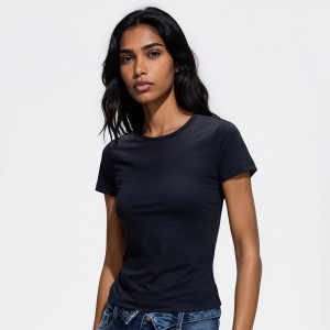T-shirt slim fit - M - czarny - damska - Reserved - 142KF-99X
