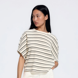 T-shirt kimono w paski - M - wielobarwny - damska - Reserved - 144KF-MLC