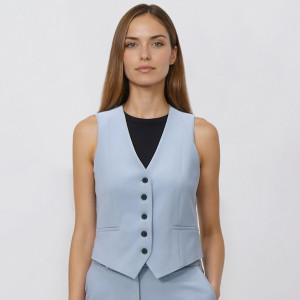 Garniturowa kamizelka z wiskozą - 40 - jasnoniebieski - damska - Reserved - 146IS-50X