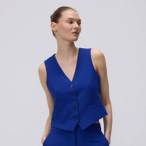Garniturowa kamizelka z wiskozą - 42 - niebieski - damska - Reserved - 146IS-57X