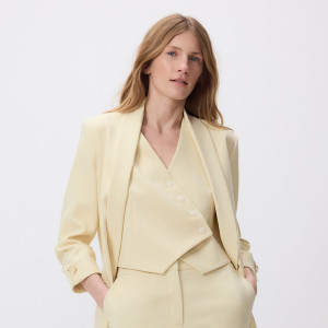 Marynarka z dodatkiem wiskozy - L - jasnożółty - damska - Reserved - 148IS-10X