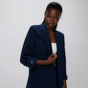 Marynarka z dodatkiem wiskozy - L - granatowy - damska - Reserved - 148IS-59X