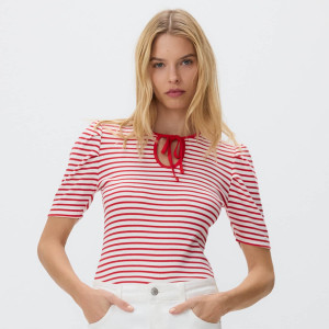 Bluzka z bufkami - XS - czerwony - damska - Reserved - 150FG-33P