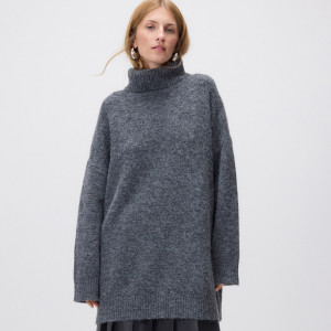 Długi sweter z golfem - M - szary - damska - Reserved - 151GS-85M