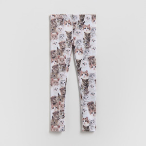 Wzorzyste legginsy - 140 (9 lat) - jasnoszary - dziewczynki - Reserved - 151HN-09X