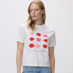 T-shirt z nadrukiem - XL - biały - damska - Reserved - 152HT-00X