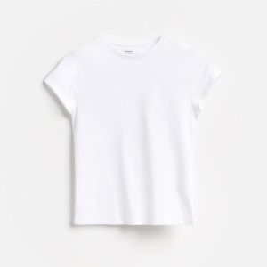 T-shirt slim fit - M - biały - damska - Reserved - 155IV-00X