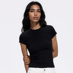 T-shirt slim fit - M - czarny - damska - Reserved - 155IV-99X