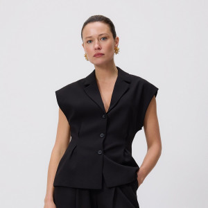 Kamizelka z wiskozą - XL - czarny - damska - Reserved - 157IS-99X