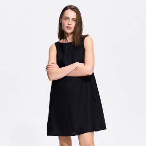Lniana sukienka mini - XXL - czarny - damska - Reserved - 158KO-99X