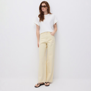 Jeansy wide leg w prążek - 36 - żółty - damska - Reserved - 161IL-11J