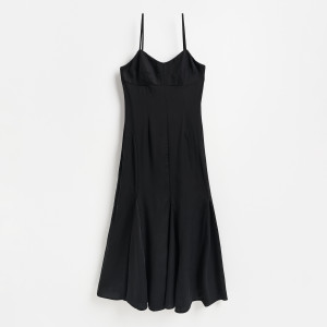 Sukienka midi z lyocellu - XS - czarny - damska - Reserved - 163KR-99X