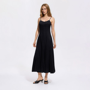 Sukienka midi z lyocellu - L - czarny - damska - Reserved - 163KR-99X
