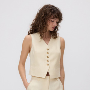 Kamizelka z lyocellem - L - jasnożółty - damska - Reserved - 166IS-10X