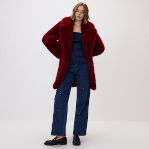 Jeansy wide leg z aplikacjami - 32 - granatowy - damska - Reserved - 169DT-59J