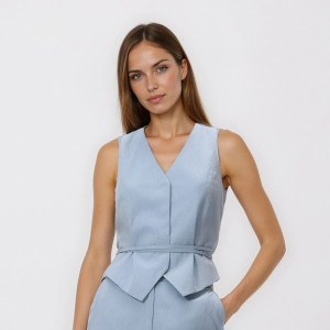 Kamizelka garniturowa z wiązaniem - L - jasnoniebieski - damska - Reserved - 170IS-50X