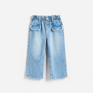 Jeansy paperbag - 116 (5-6 lat) - niebieski - dziewczynki - Reserved - 170JU-50J