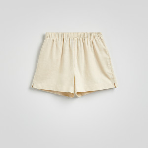 Lniane szorty - XXL - jasnożółty - damska - Reserved - 172BP-10X