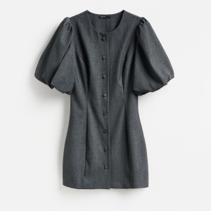 Sukienka z bufiastymi rękawami - XS - szary - damska - Reserved - 173KR-85M