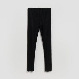 Prążkowane legginsy - 158 (12 lat) - czarny - dziewczynki - Reserved - 174HN-99X