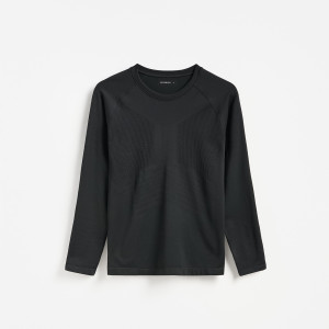 Sportowy longsleeve - L - czarny - męska - Reserved - 176LA-99X
