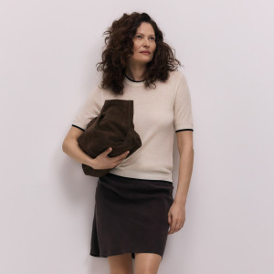 Spódnica mini z cupro i wiskozą - XL - ciemnobrązowy - damska - Reserved - 177IT-89X