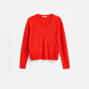 Sweter z wełny merino - XL - czerwony - damska - Reserved - 177KM-33X