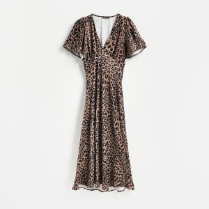 Satynowa sukienka maxi - L - wielobarwny - damska - Reserved - 180MD-MLC
