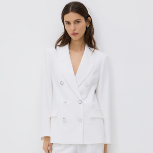 Spodnie z kantem - L - złamana biel - damska - Reserved - 181IS-01X