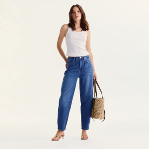 Jeansy barrel leg - 34 - niebieski - damska - Reserved - 181IT-55J