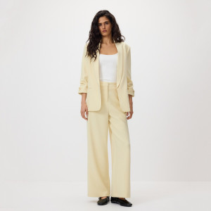 Spodnie z szerokimi nogawkami - L - jasnożółty - damska - Reserved - 182IS-10X