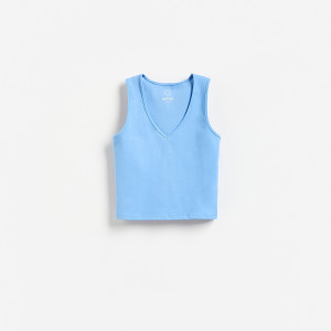 Dopasowany top - L - niebieski - damska - Reserved - 184EN-55X