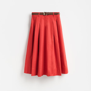 Spódnica midi z paskiem - L - czerwony - damska - Reserved - 193KR-33X