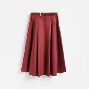 Spódnica midi z paskiem - S - bordowy - damska - Reserved - 193KR-83X