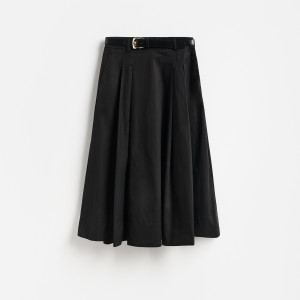 Spódnica midi z paskiem - L - czarny - damska - Reserved - 193KR-99X